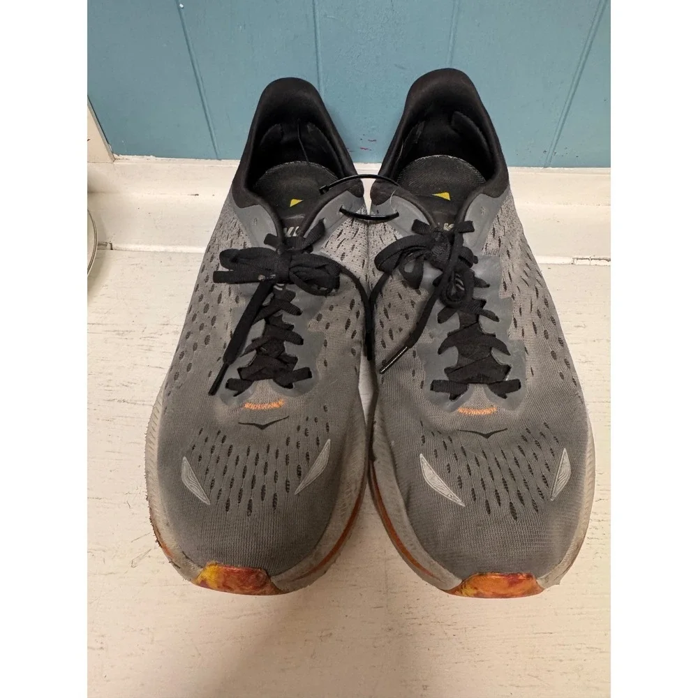 Hoka Kawana Mens Running Shoes Grey Orange Low Top Sneakers Size 11.5 D‎ 1123163